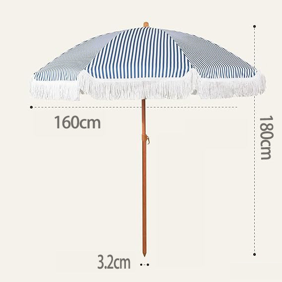 Damen Sonnenschirm mit Quasten und gestreiftem Design Karnz