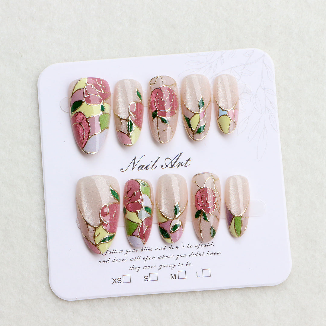 Blumenmotiv Press-On Nagelkunst Set Karnz