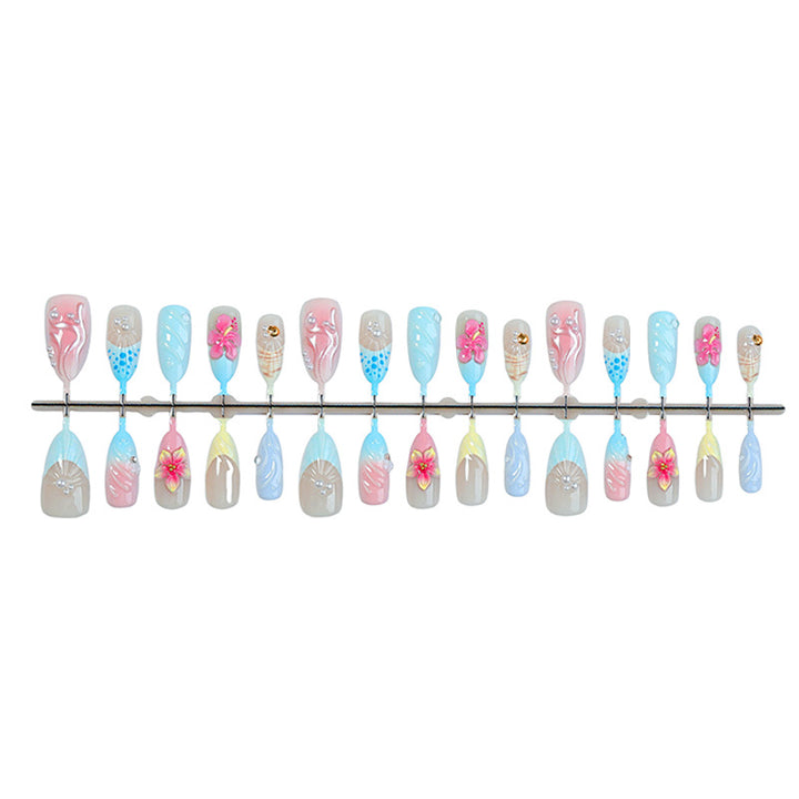 Dekoratives Press-On Nagelkunst Set mit Premium Blumendesigns Karnz