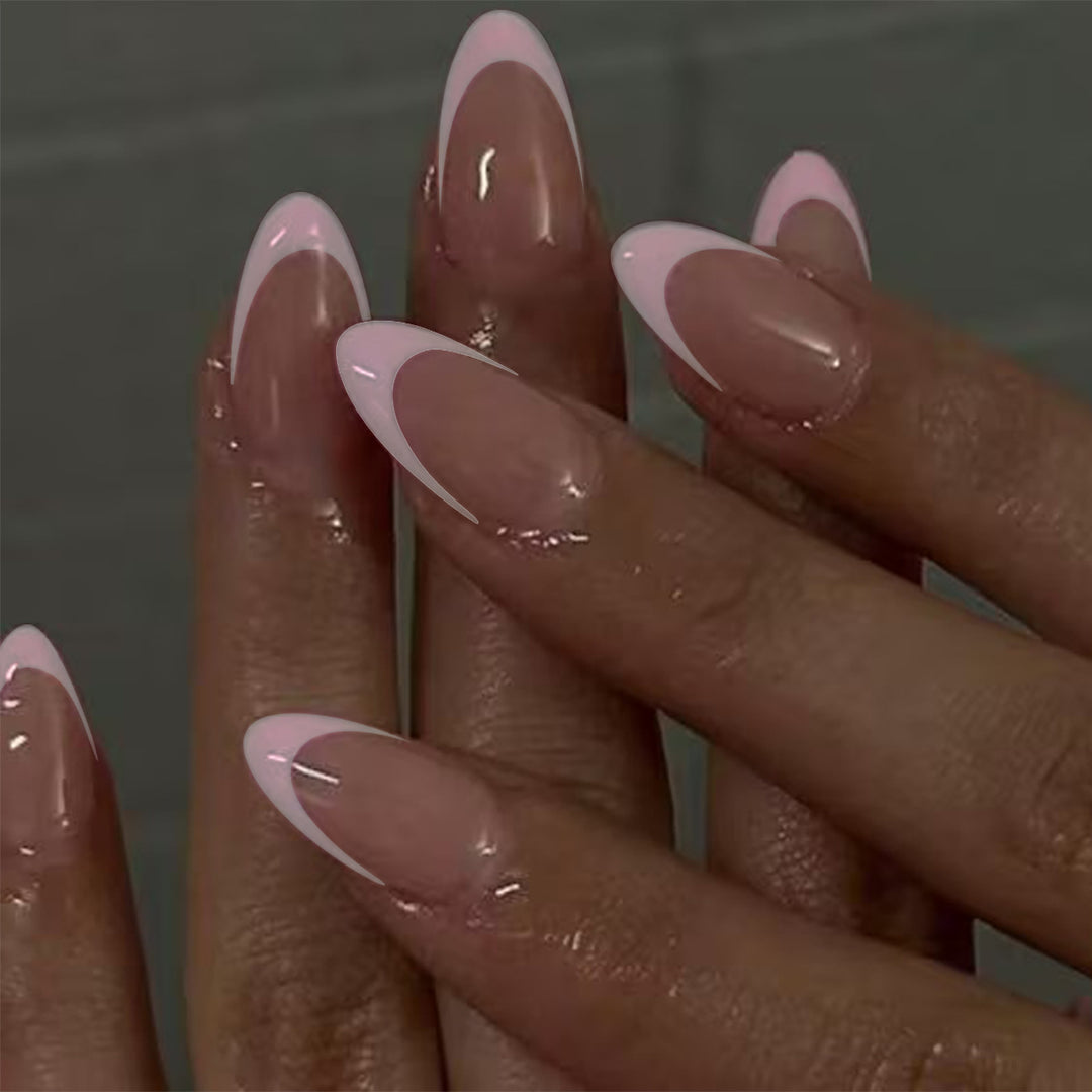 Elegante French Tip Press-On Nagelverlängerungen Karnz