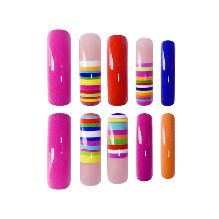 Bunte Künstlerische Press-On Nagelset Karnz