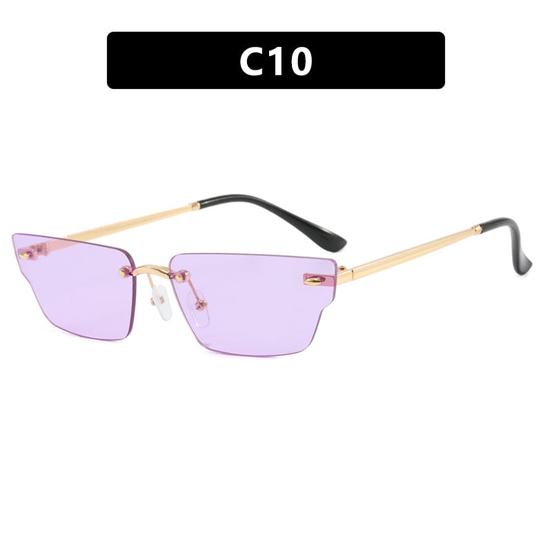 Damen geometrische Sonnenbrille mit filigranem Rahmen und transparenten Gläsern Karnz