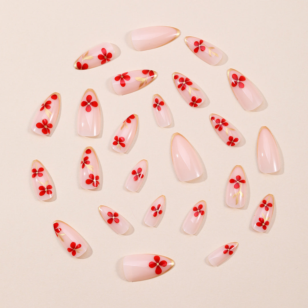 Elegante florale Akzent Stiletto Nagelkunstverlängerungen Karnz 1789713324