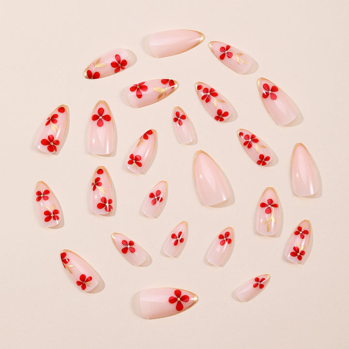 Elegante florale Akzent Stiletto Nagelkunstverlängerungen Karnz 1789713324