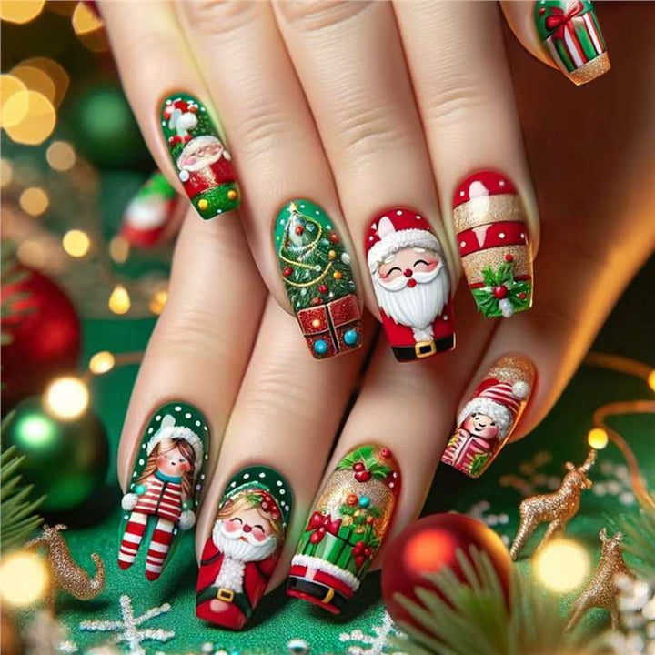 Festliches Feiertags-Themen Press-On Nail Art Set Karnz
