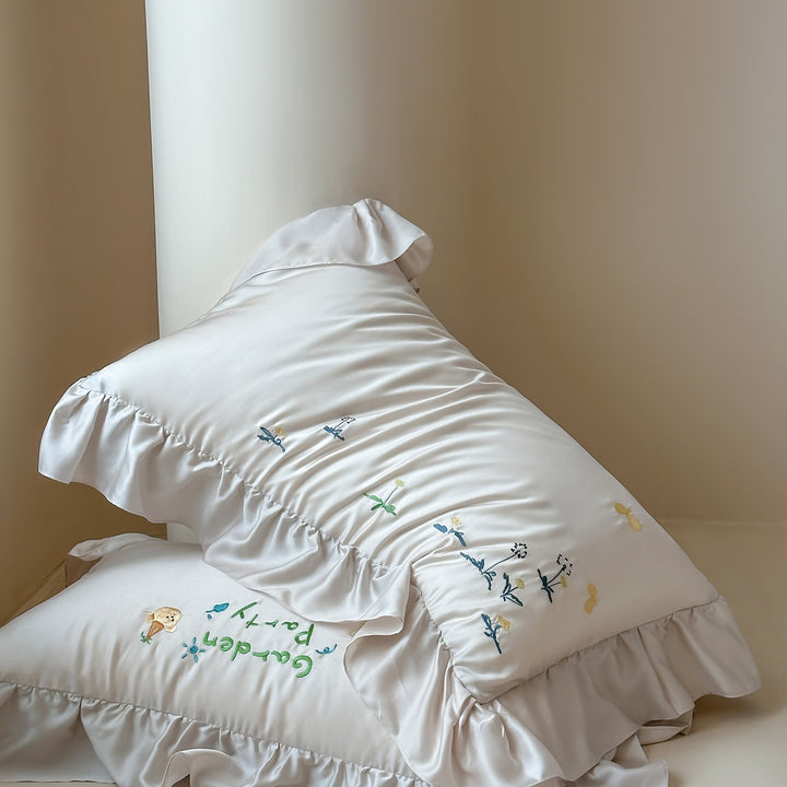 Kinderbedrucktes Baumwollsatin-Bettbezug-Set mit Aquarell-Tierillustrationen und Kissenbezügen