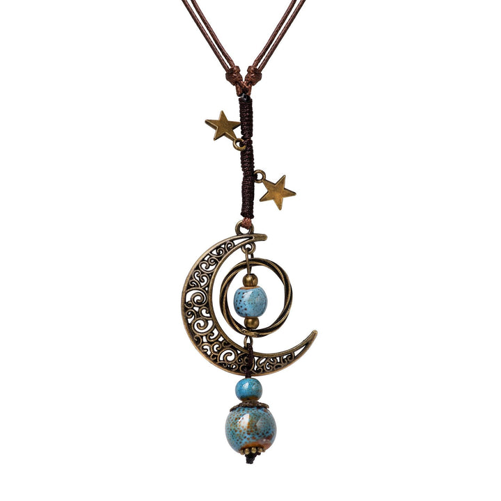 Bohemian Mond- und Stern-Anhänger Halskette Karnz