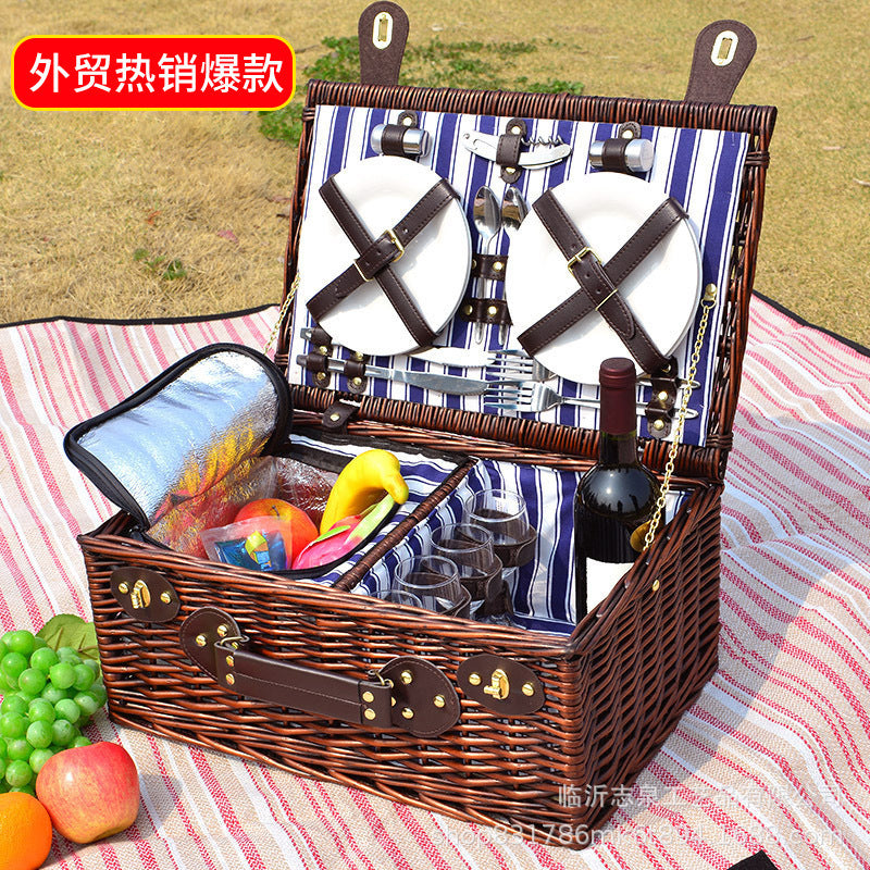 Damen luxuriöser Picknickkorb mit integriertem Geschirr-Set und isolierter Kühlfunktion Karnz