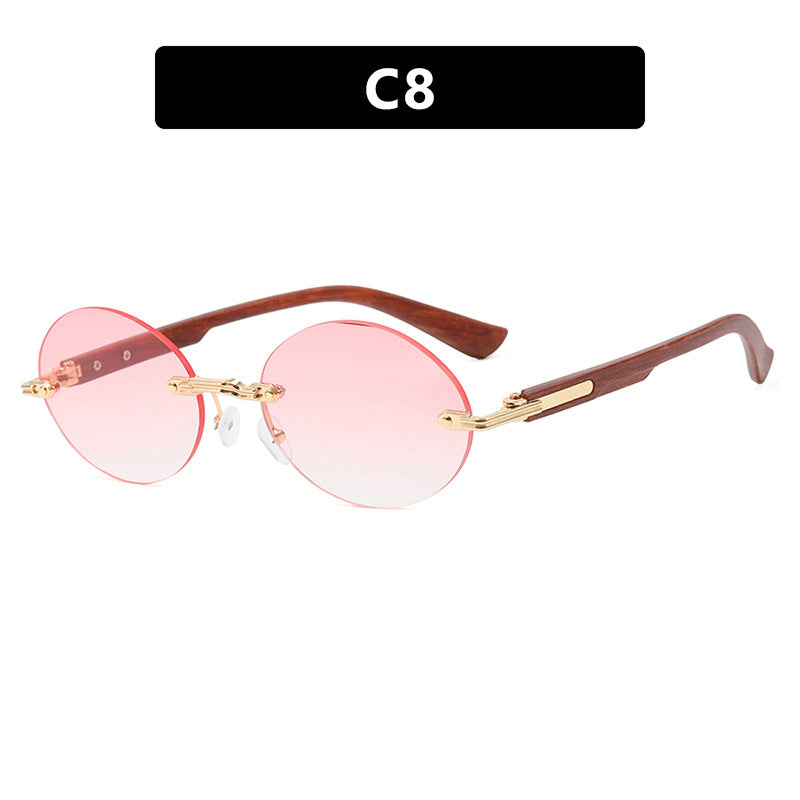Damen runde Sonnenbrille mit elegantem Holzrahmen und UV-Schutz Karnz