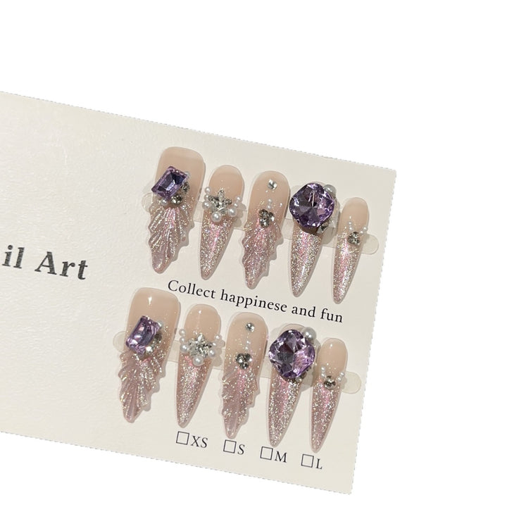 Glamourös Glitzerndes Press-On Nagelkunst Set