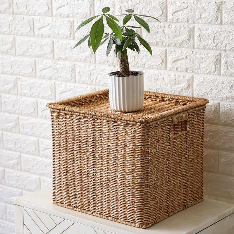 Unisex Rechteckiger Aufbewahrungskorb aus geflochtenem Rattan Karnz