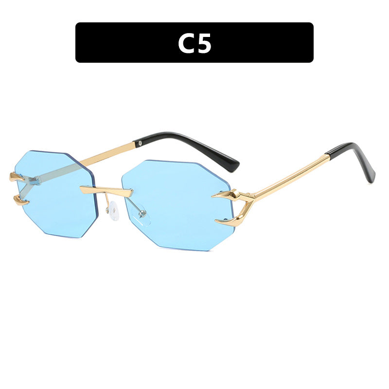 Damen geometrische Sonnenbrille mit modernem Metallrahmen Karnz