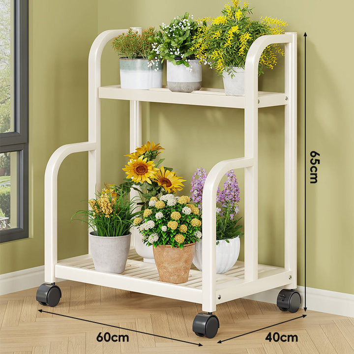 Drei-Ebenen Rollbares Metall Pflanzen Display Regal