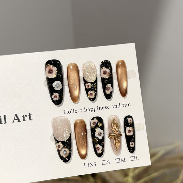Elegantes Floral-Design Druck-Nagelkunst Set