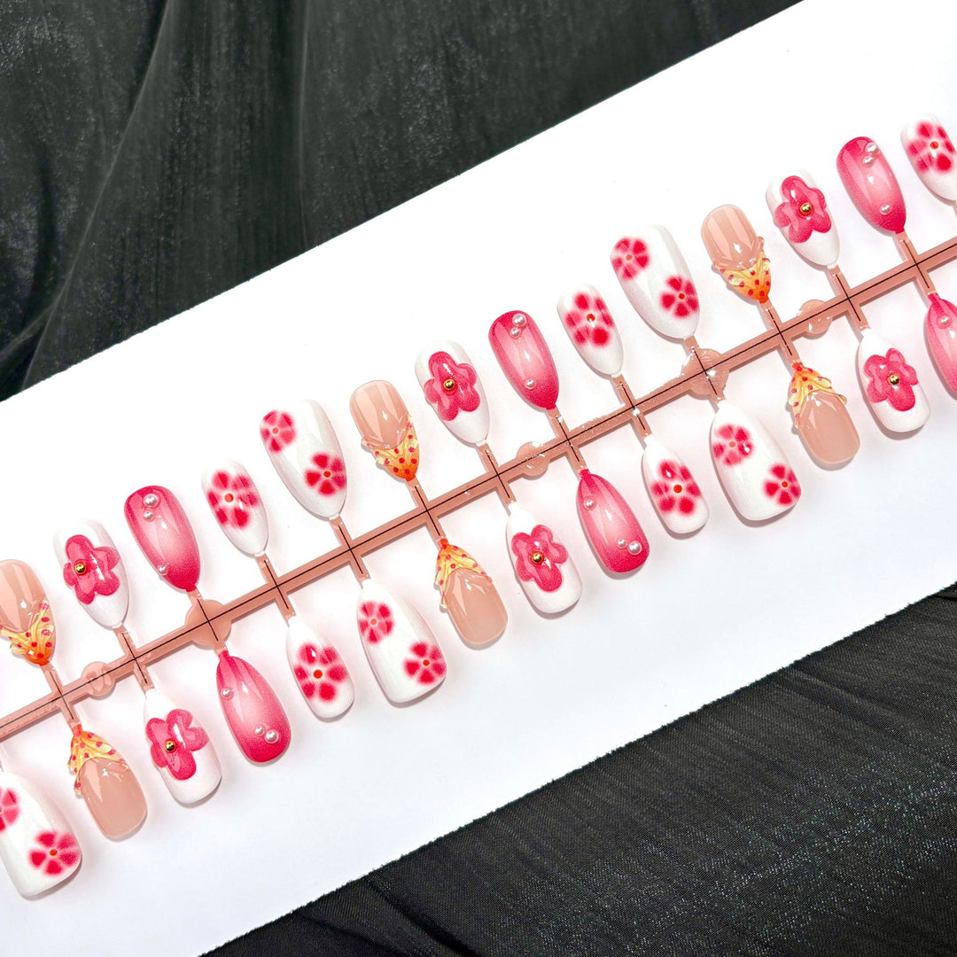 Elegante Polka Dot und Spitzen Press-On Nagel Set