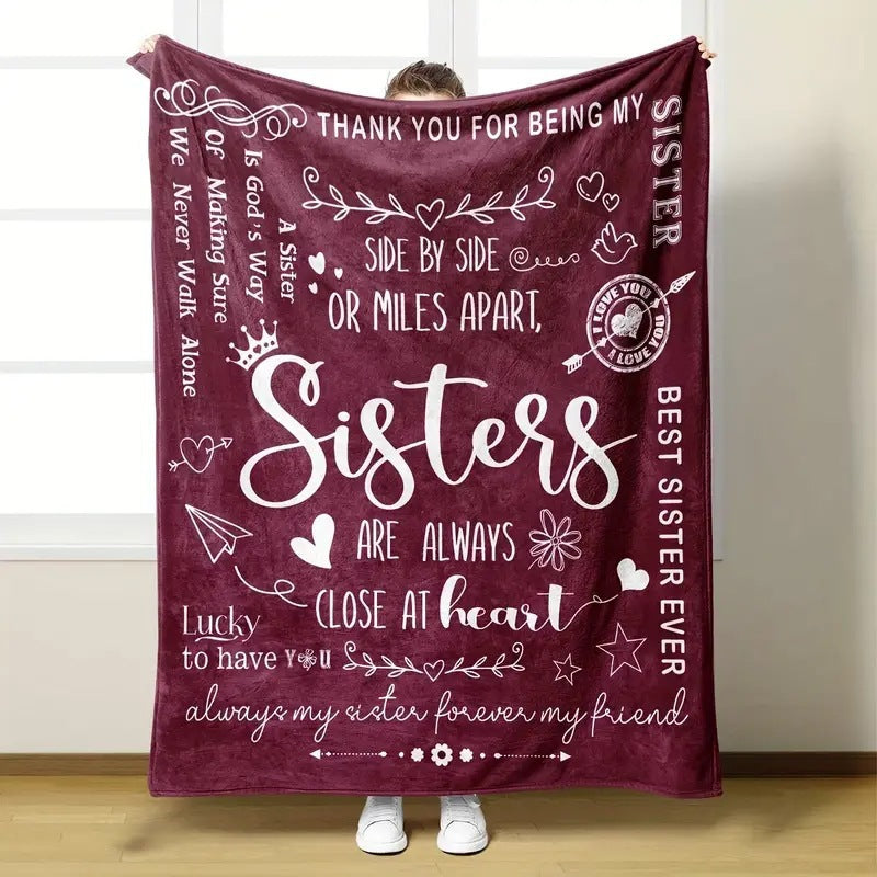 Inspirational Sister-Themed Fleece-Decke