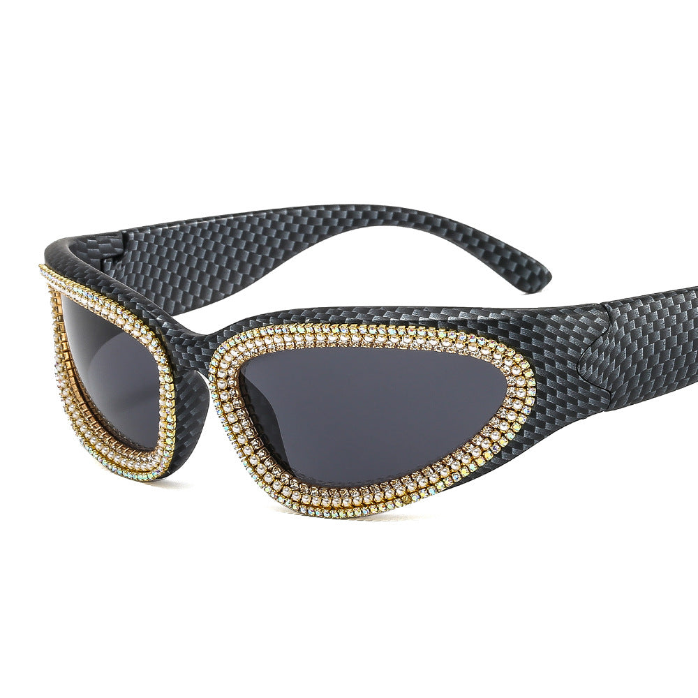 Damen stilvolle Sonnenbrille mit funkelndem Kristallrahmen Karnz