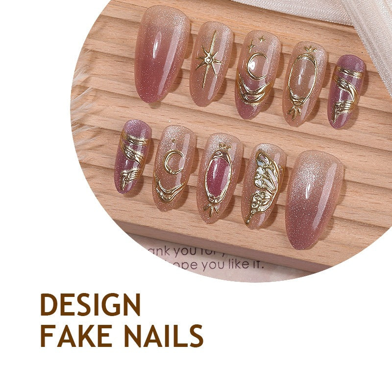 Kunstnagelset mit eleganten Glitzer- und Blumenapplikationen Karnz
