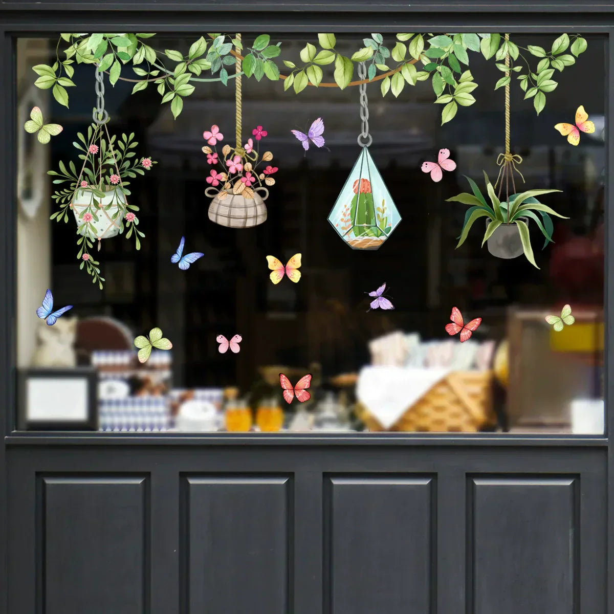 Karnz | 💐 Buntes Blumengeschenk Fensteraufkleber 🖼️ (Entfernbare ohne Rückstände)