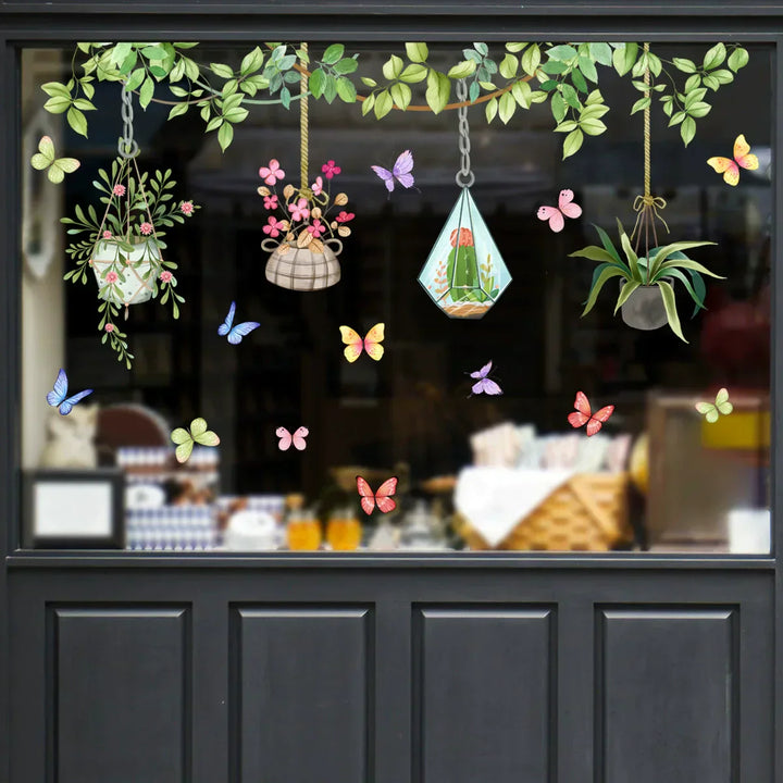Karnz | 💐 Buntes Blumengeschenk Fensteraufkleber 🖼️ (Entfernbare ohne Rückstände)