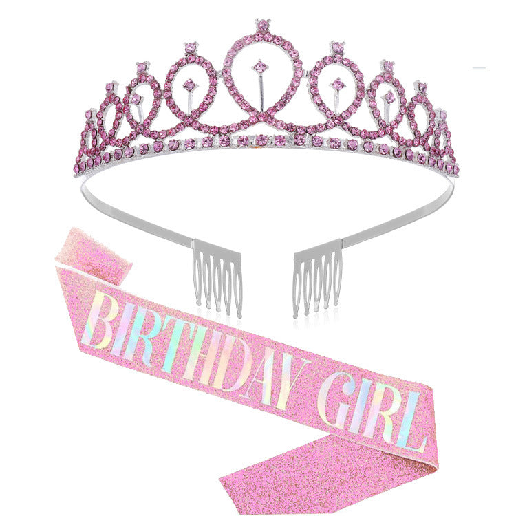 Damen Glitzernde Geburtstagskrone mit aufwendigem Haarband Karnz