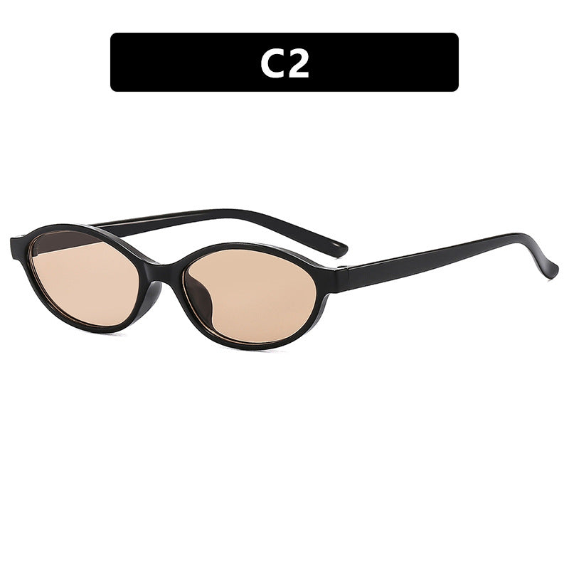 Damen ovalförmige Sonnenbrille mit transparentem Rahmen und UV-Schutz Karnz