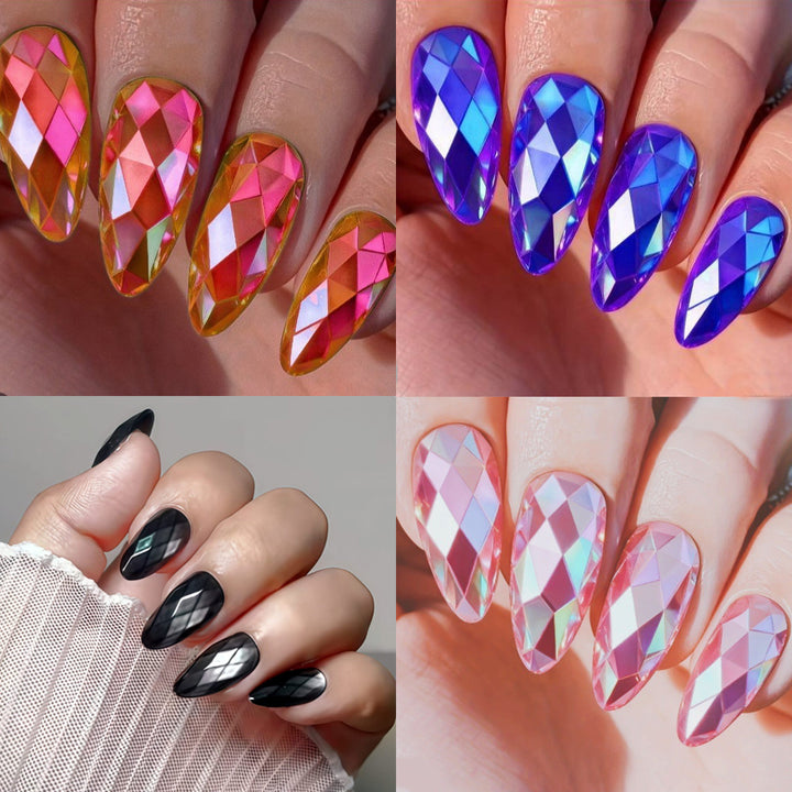 Künstlerisches Press-On-Nagel-Set mit geometrischem Design Karnz