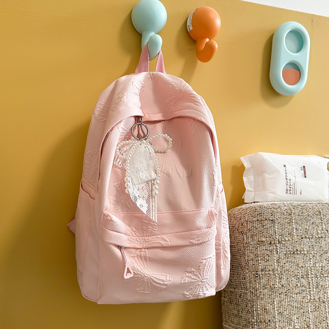 Elegante Texturierte Rucksack mit Dekorativem Charme
