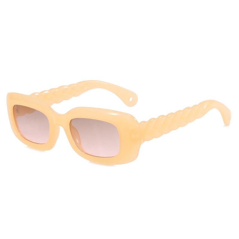 Damen modische quadratische Sonnenbrille mit einzigartigem gedrehten Bügeldesign Karnz