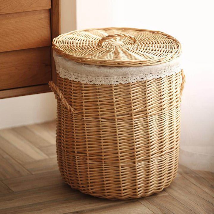 Eleganter Wäschekorb Aus Geflochtenem Rattan Karnz
