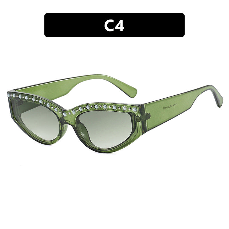 Damen Cat-Eye Sonnenbrille mit funkelndem Strassbesatz und animalischem Muster Karnz