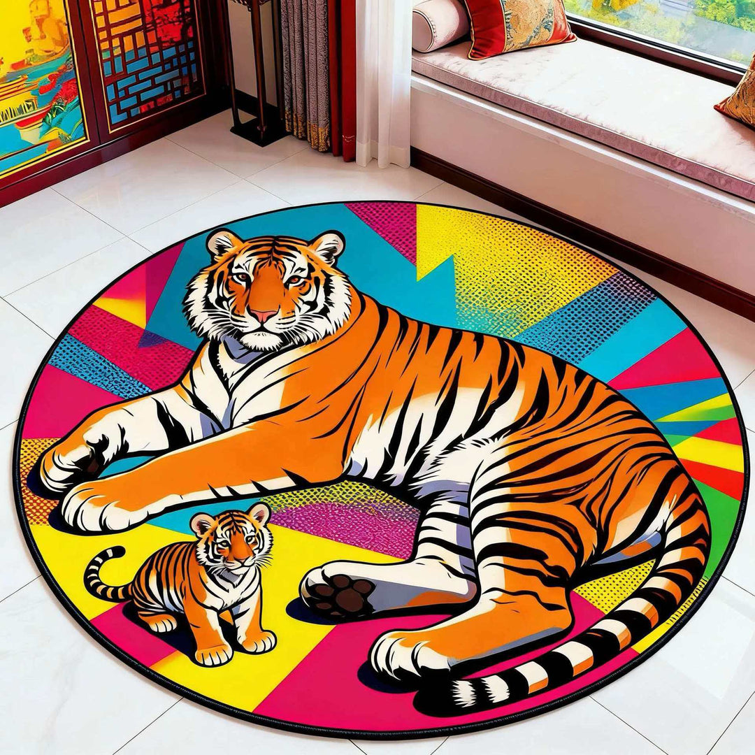 Künstlerischer Tiger-Themen runder Bereichsteppich
