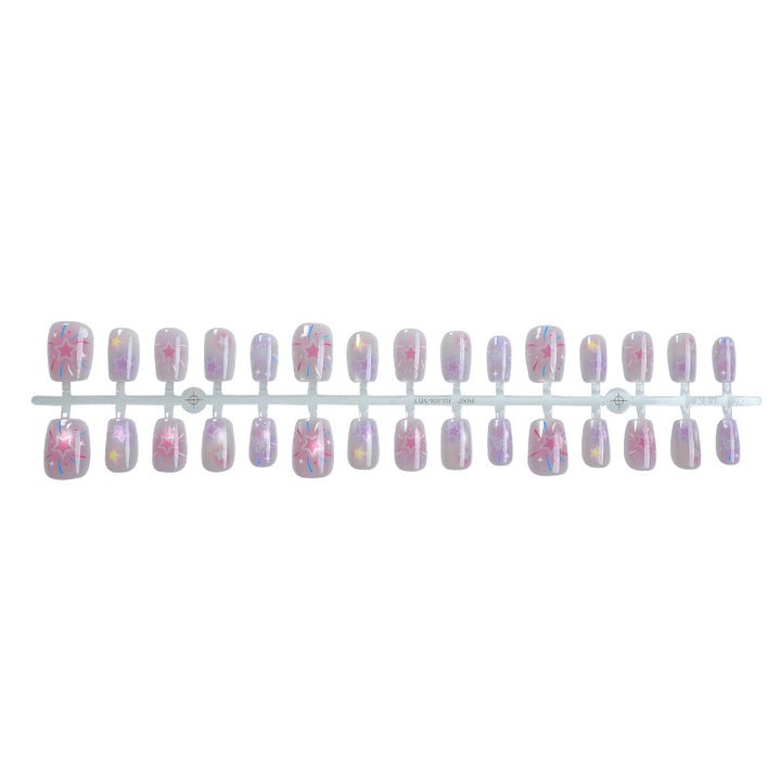 Künstlerisches Press-On-Nagelset mit himmlischen Designs