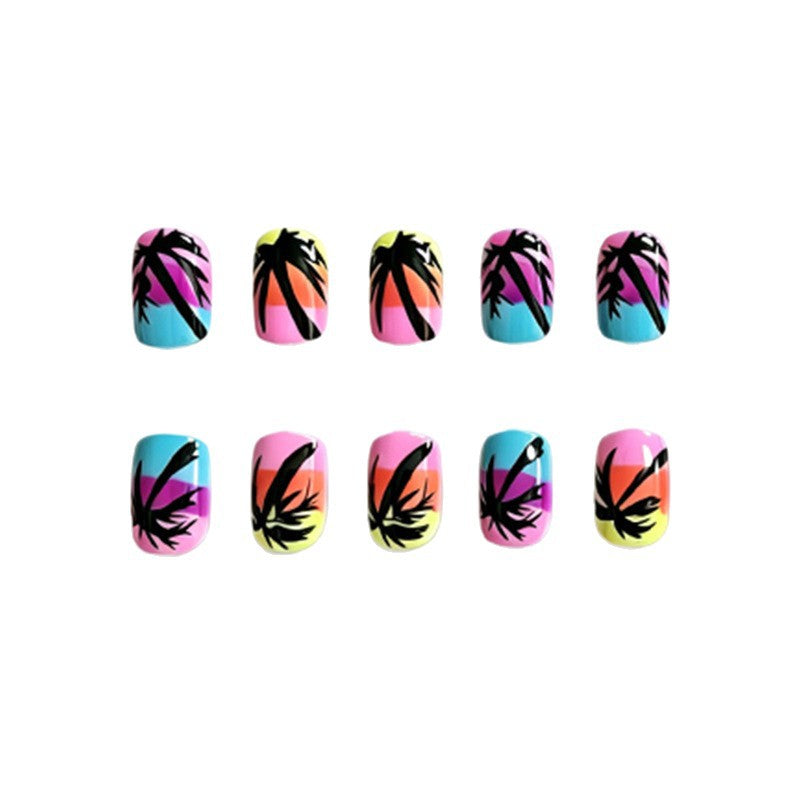 Tropischer Sonnenuntergang Nagelkunst Verbesserungen Karnz