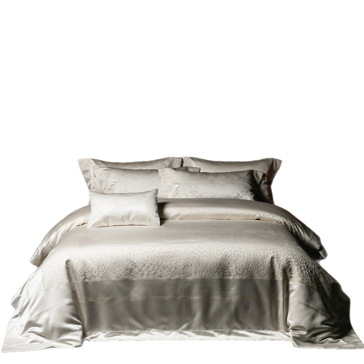 Luxuriöser Jacquard-Satin-Bettbezug-Set mit barockem Präge-Motiv