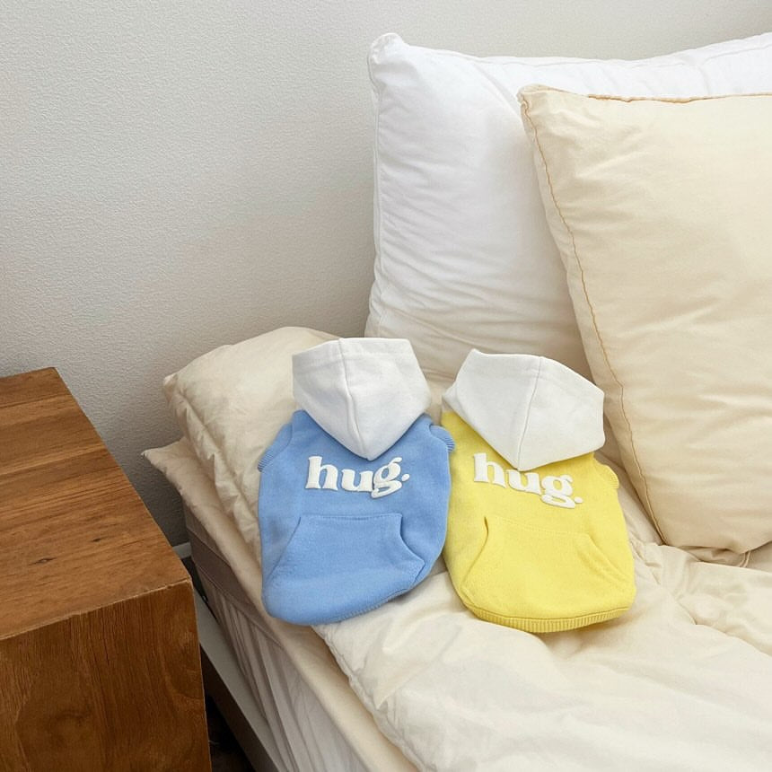 Kleiner Hund Kapuzenpullover mit Kängurutasche Applikation Schriftzug
