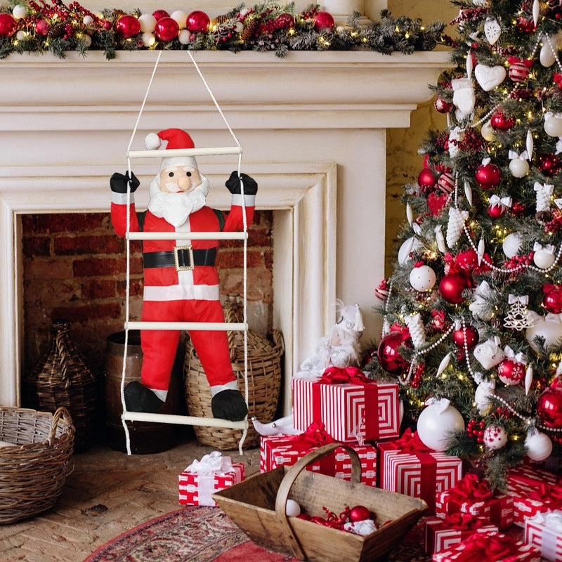 Aufblasbare Weihnachtsmann Figur auf Leiter