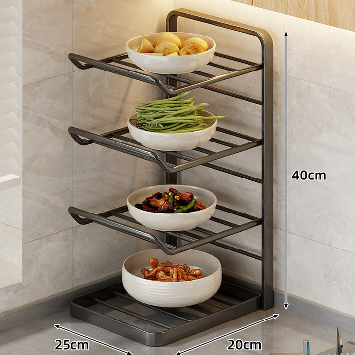 Multi-Tier Vertikaler Thekenregal für Schalen mit Tropfschale & Schrägboden-Design