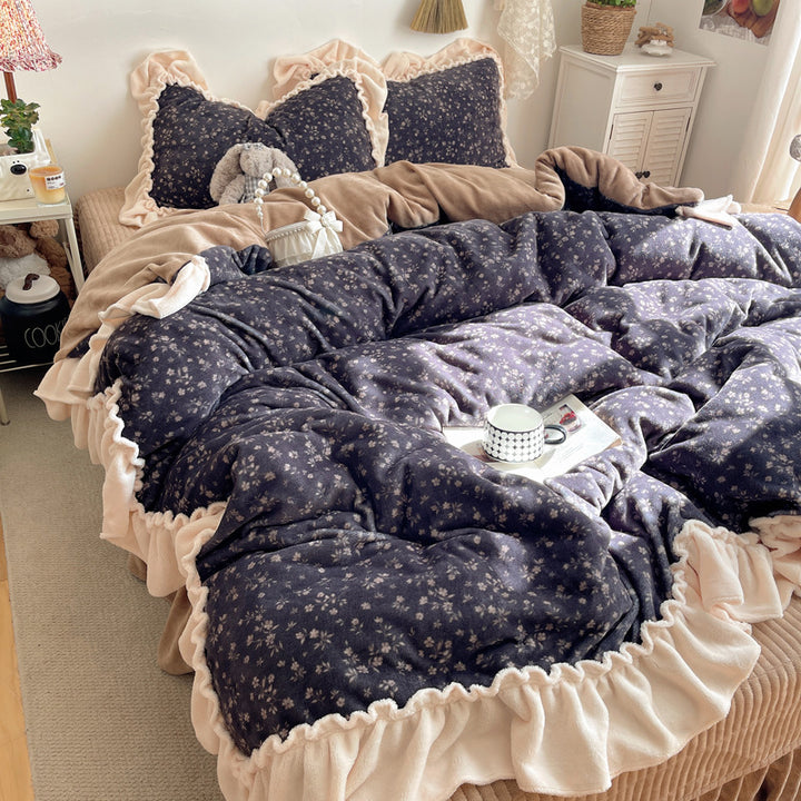 Plüsch Floral Rüsch Komfortbett-Set