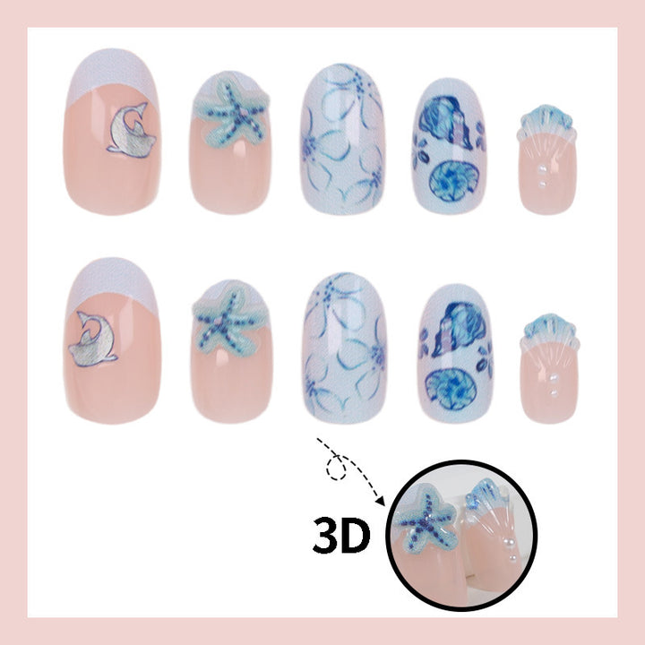 Ozean-Themen Press-On Nagelkunst Set