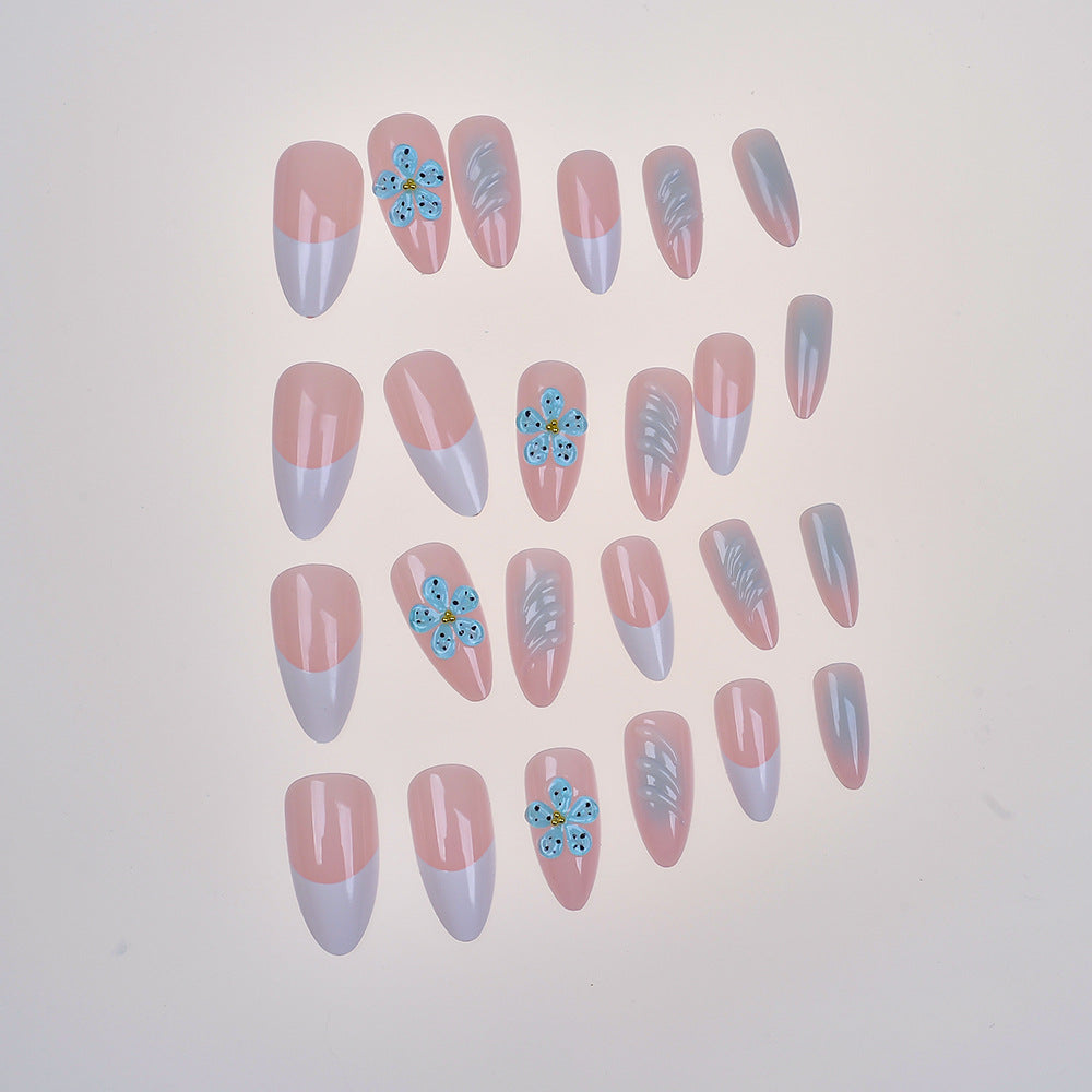 Künstlerisches florales und abstraktes Design Press-On Nagelset Karnz