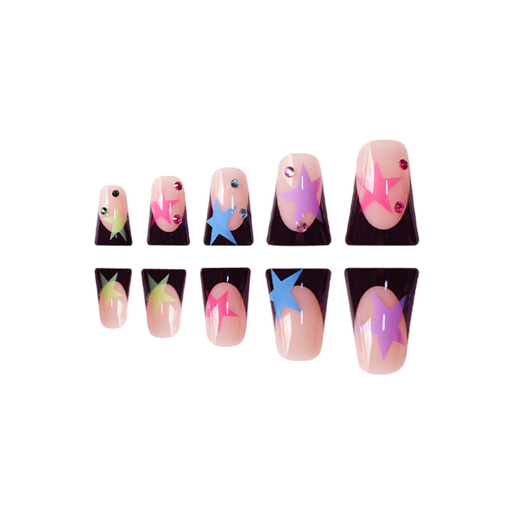Künstlerisches Stiletto Nagelkunst Set mit Sternakzenten Karnz