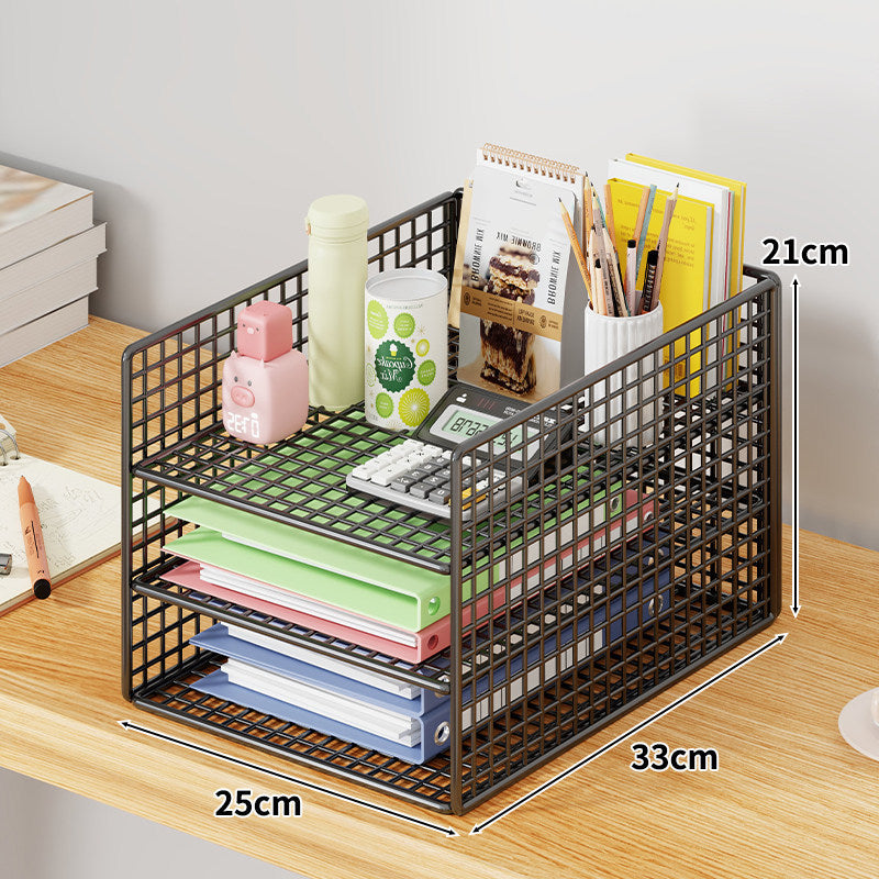 Mesh Zwei-Ebenen Schreibtisch Dokumenten- und Schreibwaren-Organizer