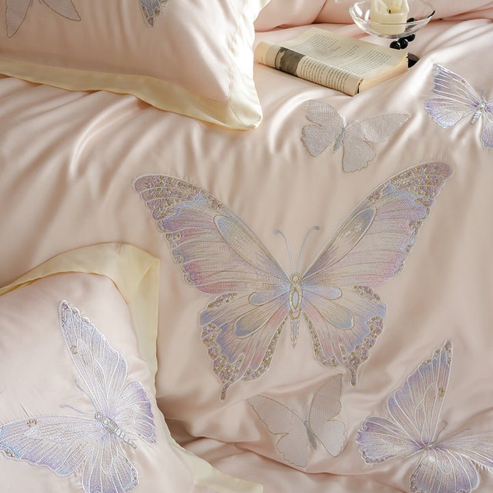 Besticktes Satin Bettbezug Set
