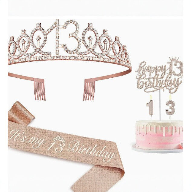 Damen Glitzernde 18. Geburtstagskrone mit festlichem Sash Karnz