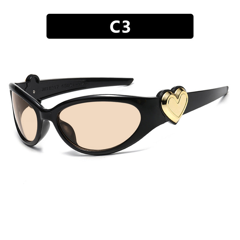 Damen modische Sonnenbrille mit herzförmigem Detail Karnz