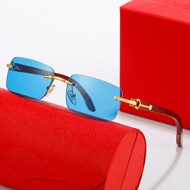 Damen modische Halbrahmen-Sonnenbrille mit luxuriösem Metall- und Kunststoffrahmen Karnz