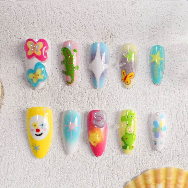 Verspielt Thema Press-On Nagelkunst Set Karnz