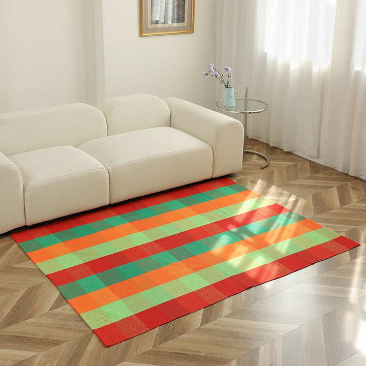 Gestreifter Flachgewebe-Teppich für Wohnzimmer mit niedrigem Flor und modernem Streifenmuster Karnz