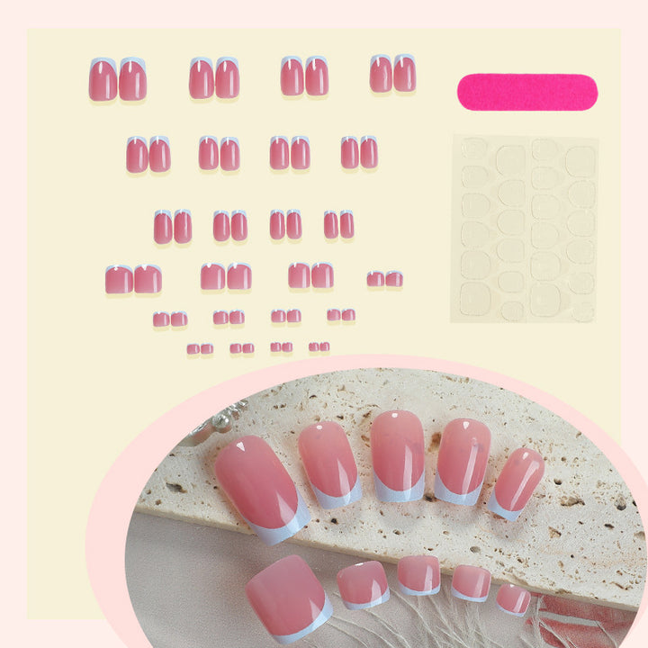 Künstlerisches French Tip Press-On Nails Set Karnz